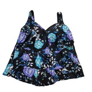 NEW Avenue Ladies Blue Floral Tankini Swim Top - Size 22W